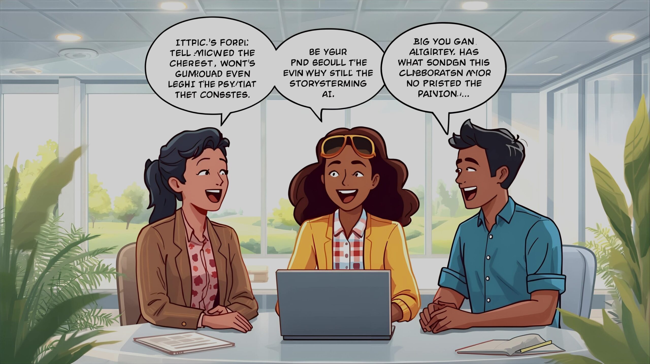 Planche BD teambuilding IA, pepite paris, teambuilding IA, jeu IA